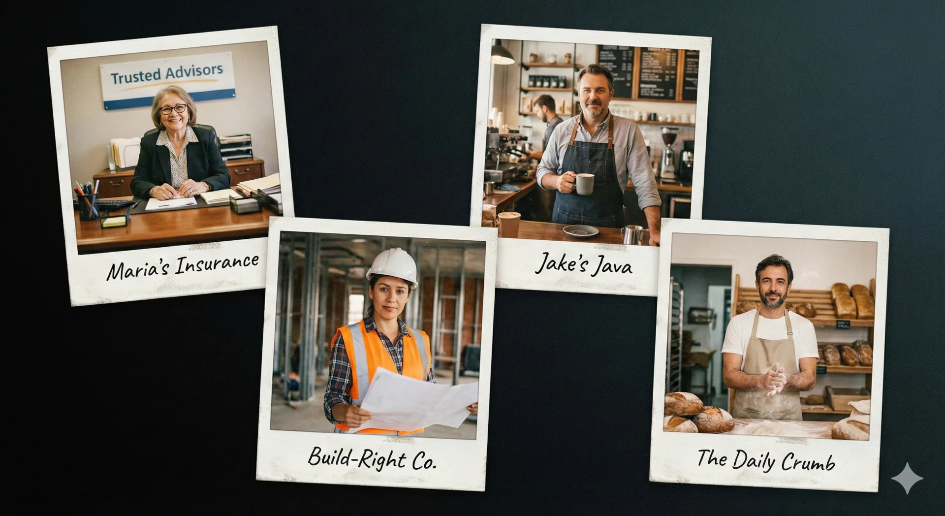 Collage of diverse small business owners in their work environments representing real customer success stories and authentic testimonials